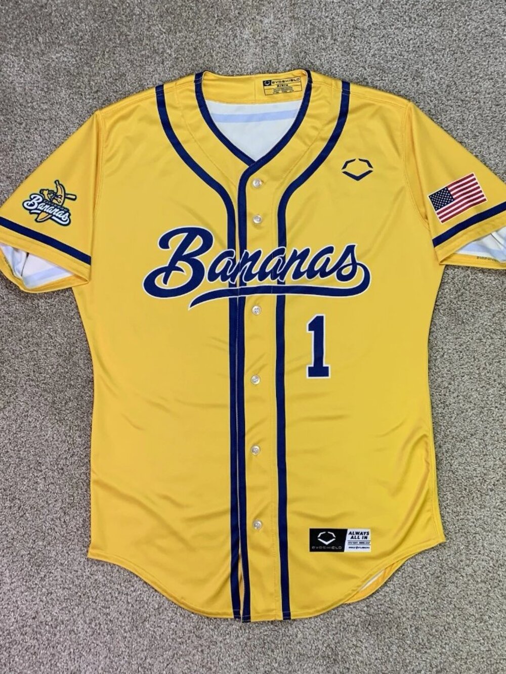 Savannah Bananas EvoShield Jersey Stitched Yellow